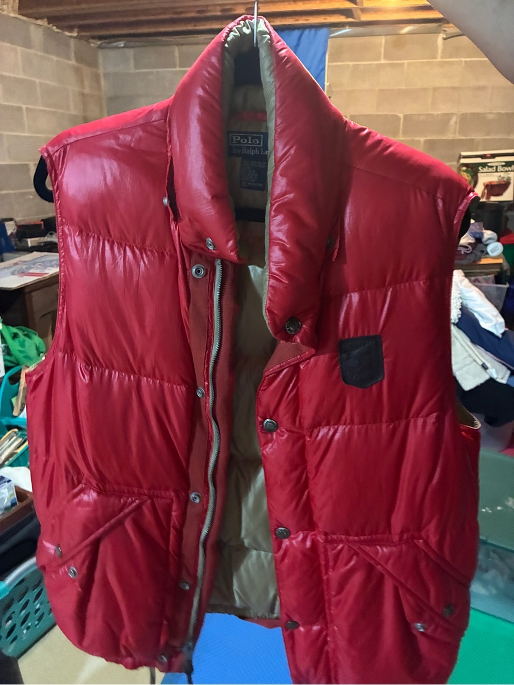 Ralph Lauren Red and Tan Puffer Vest